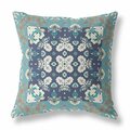 Homeroots 20 in. Glacier Blue & Grey Rose Box Indoor & Outdoor Zippered Throw Pillow 411127